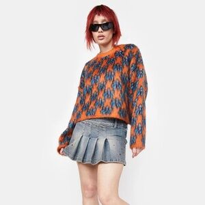 OBEY RHYTHM SWEATER  Floral Print Orange/Blue Size Large